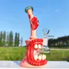 8 To 10 Inches 3D Lizzard Roses Cyclone Monster Glass Bong Water Pipes Hookah Recycler Joint Smoking Bubbler 14mm Bowl