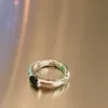 Bague japonaise en argent Sterling 925 en obsidienne martelée Simple, accessoires de bijoux tendance assortis avec tout pour femmes