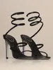 Designer Donna abito da festa di nozze sandalo tacco alto scarpe di marca di lusso RENECAOVILL strass strass raso con cinturino in cristallo tacco sexy 35-42