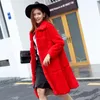 Женский меховой искусственный корейский стиль Lady Real Coat Jacket Осредством воротнич
