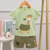 Sommer Niedlichen Cartoon Pyjamas Anzug Einhorn Schlafen Kleidung Für Kinder Kurzarm Pyjama Set Dinosaurier Kostüm Für Junge Casual Wear 220706