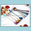 Spoons Flatware Kitchen Dining Bar Home Garden Stainless Steel Coffee Spoon Long Handle Ice Cream Kitchen Colourf Dhokw