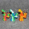 Unique Design Mini Silicone oil Rig Water pipe Smoking Pipe bong hookah Reusable Silicon Cigarette Hand Pipes With Glass Bowl 10 colors