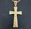 Goud van hoge kwaliteit Goud Katholieke mannen Rhinestone Cross Pendant Kettingen Hip Hop Lange ketens sieraden