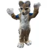 Hochwertiges Beige Langes Fell Husky Hund Maskottchen Kostüm Halloween Weihnachten Cartoon Charakter Outfits Anzug Werbebroschüren Kleidung