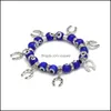 Charm Bracelets Jewelry Turkish Blue Eye Bracelet Handmade Amet Religious Evil Nazar Crystal For Women Girl Drop Delivery 3Ofi7