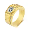 Bröllopsringar försäljning mäns 18KRGP guld 1.5ct diamant pave cz Österrike Crystal Stone Ring Engagement Bands pojkar storlek 7-12 Giftwedding edwi22