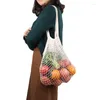 Bolsas de almacenamiento, bolsa de red portátil de compras reutilizable multicolor, malla plegable de algodón ecológica para frutas y verduras para almacenamiento de compras