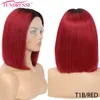 100 Human Virgin Bob Lace Front perruque de cheveux humains partie centrale HD 13X4X1 dentelle frontale perruques pour les femmes noires mettre en évidence Ombre brésilienne 1017999