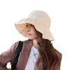 2022 nuevo estilo japonés plisado pescador sombrero mujer verano fino Casual todo-fósforo sombrero para el sol sombrilla Panamá Gorros Y220607
