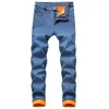 MEN039S Jeans Mens Kış Termal Sıcak artı Polar Düz Akıllı İnce Fit Pantolon Düzenli Pantolon Erkekler Kalınlaştırıcı Denim8793055