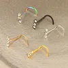 Surgical Steel CZ Crystal Nose Piercing Rings And Studs Star Nose Stud L Shape Nose Ring Indian Style