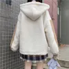여자 후드 땀 업수 Qweek kawaii zip up 소프트 소녀 양털 곰 곰 자수 스웨트 셔츠 후드 가을 2022 일본 스타일 캐주얼 한 귀여운 clo