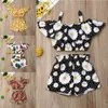 Giyim Setleri Toddler Çocuk Bebek Kız Floral Fırfır Sling Crop Teps Şort Kıyafetleri Seti Yaz Tatil Giysileri 1-6 Yıllık