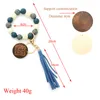 Bracelet de perles en bois bijoux imprimé léopard perlé à la main Spot perles de bois Bracelets à la main gland porte-clés bracelet porte-clés pendentif GCE13509