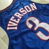 Mitchell and Ness Authentic Basketball Allen Iverson Jerseys Retro All-star 2004 #1 2009 Real Ed Away Breathable Sport High Quality Man