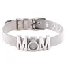 Braccialetti con ciondoli Moda Donna Maglia in acciaio inossidabile Cristallo MoM Charms Bracciale regolabile di marca per regalo per la mammaFascino Inte22