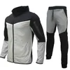 トラックスーツメンズデザイナー2022カジュアルスポーツスーツパーカーパンツ男性用ジョガーセット2個のレター印刷服