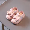 Bowknot Spring and Autumn Bottom macio couro plano princesa bebê crianças meninas sapatos de vestido 220615
