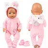 2pcsset SuitShoes Dolls Outfit For 43cm Baby Doll Cute Jumpers Pagliaccetti 17 pollici Doll Clothesdoll accessorio 220815