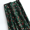 Colorful Leopard Print Long Skirt Women Ladies Green High Waist Split Aline Maxi Skirt Female 220701