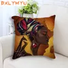Taie d'oreiller fille africaine dame peinture à l'huile coussin décoratif femmes noires maison art décoration canapé jeter taie d'oreiller couverture en lin 220714