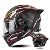 Motorcykelhjälm Personlighet Dubbellins Full Face Capacete Lokomotiv Half Casco Retro Capacete