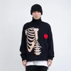 Kvinnor vintage stickad tröja Autumn Winter Pullover unisex y2k Harajuku Men överdimensionerad svart lös skelett anime tryck 220817