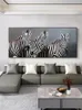 Black White Zebra Animal Oil Painting 100% Hand Painted Fashion Canvas Art Home Wall Decor Pictures for Living Room A 630
