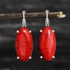 Pendientes de turquesas sintéticas con forma de ojo Vintage grande para mujer, joyería de moda chapada en plata antigua, pendiente Farl22