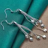 925 Sterling Silver Five Heart Snake Chain Long Dangle Earrings For Women Wedding Engagement Party Fashion Jewelry