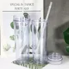 US Warehouse 16oz Acrylic Skinny Tumblers Clear Tumbler with Lids and Straws Double Wall Plastic Cups Reusable Cup US STOCK