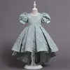 2022 nouvelle annonce filles enfants traînant robes de soirée robe de princesse imprimer fleur fille Jacquard manches bouffantes mariage Banquet robes élégantes Performance Wear