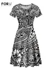 FORUSEDIGNS Vintage femmes robe De soirée Hawaii polynésien fleur imprimé dame décontracté robe Midi hauts courts femmes robes De Verano 220630