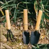 Bêche Pelle Outils De Jardin Accueil Newfactory 3Pcs / Set Râteau Manche En Bois Tête En Métal Pour Fleurs Plantes En Pot Mini Outil Disséminateur De Semences