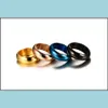 Ringos de cluster 7mm de tit￢nio de tit￢nio dedo redondo para homens mulheres brilhando dourado lasca preta rosa azul anel simples de casamento entrega de gota je dhnrc