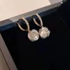 Stud Strijnstone ronde transparante kralen parel korte druppel oorbellen Koreaanse temperamentoren vrouwelijk geschenk sieraden farl22