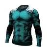 Camisetas Masculinas Anime Manga Comprida Fitness Roupas de Academia Camisas de Compressão Camisas Esportivas 3D Ciclismo Stretch Roupas Esportivas Masculinas Camisetas Impressas SMen