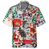 Camisas informales para hombre Navidad Santa Claus un botón Hawaii 3D impreso verano manga corta playa Tops ropa 5XL Eldd22