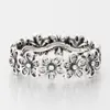 Silver Color Flowers Brand Finger Rings Dazzling Daisy Meadow Stackable Ring Clear CZ For Women Wedding Jewelry