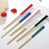 1 paar mat zilver goud Japanse Koreaanse stijl Chinese chinese chopstick sushi sticks noedels rollen voedsel servies herbruikbare metalen eetstokjes 20220616 d3