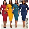 sexy dresses office lady wearing Pack Hip slim skirt Plus Size party wear Bodycon Women Summer Long Sleeve Knee Length Pencil dress