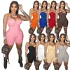 2022 Yaz Tulumlar Bayan Bodysuit Tasarımcı Giyim Seksi Kolsuz Onesies Egzersiz Bodycon Bayanlar Sıska Tulum