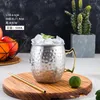 Moscow Mule Mug Bicchiere da birra in acciaio inossidabile Oro rosa Argento Rame Rame martellato Placcato Bar Bicchieri Bicchiere per bevande Bicchiere da cocktail