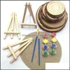 Evento de decora￧￣o de festa fornece jardim festivo para casa 8x15cm Natural Wooden Mini Tripod Hedding Pintura de casamento Small Holder Board Acces