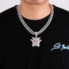 Naszyjniki z wisiorkami Hip Hop Iced Out Bling Anime duch naszyjnik z kryształowymi Miami kubańskie łańcuchy dla kobiet mężczyzn Icy biżuteria DropPendant