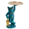 ノルディックフレンチクールブルドッグファッション彫刻犬ミニチュア置物像テーブル装飾ギフトプレートメガネマルチフンクチオ220329