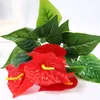 Dekoracyjne kwiaty wieńce Rośliny sztuczny kwiat donite Fake Anthurium Bouquet Red Palm Green Plant Bonsai Wedding Christmas Home Decor