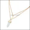 Naszyjniki wisioranki wisiorki biżuteria moda złota mtlayer Lucky Energy Crystal heksagonal pryzmat naturalny ston dhe