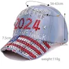 2024 Trump Cowboy Hat Outdoor Casual Diamond Baseball Cap Regulowane czapki przeciwsłoneczne szczytowe czapki